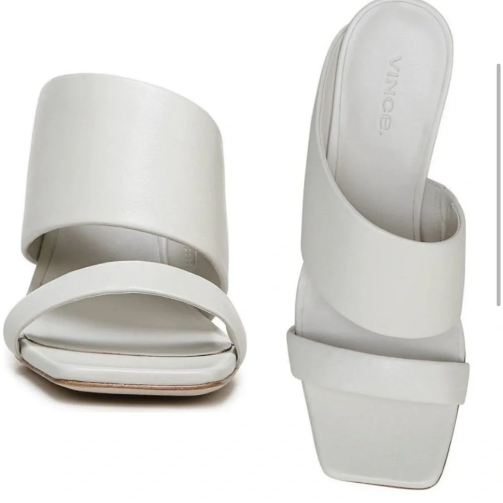 NEW Vince Nessia‎ Sandal Block Heel Off White Leather Women's 11 MSRP $325